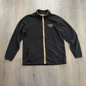 Guinness Beer Jacket Mens M Black Fleece Embroidered Harp Full Zip Pockets‎
